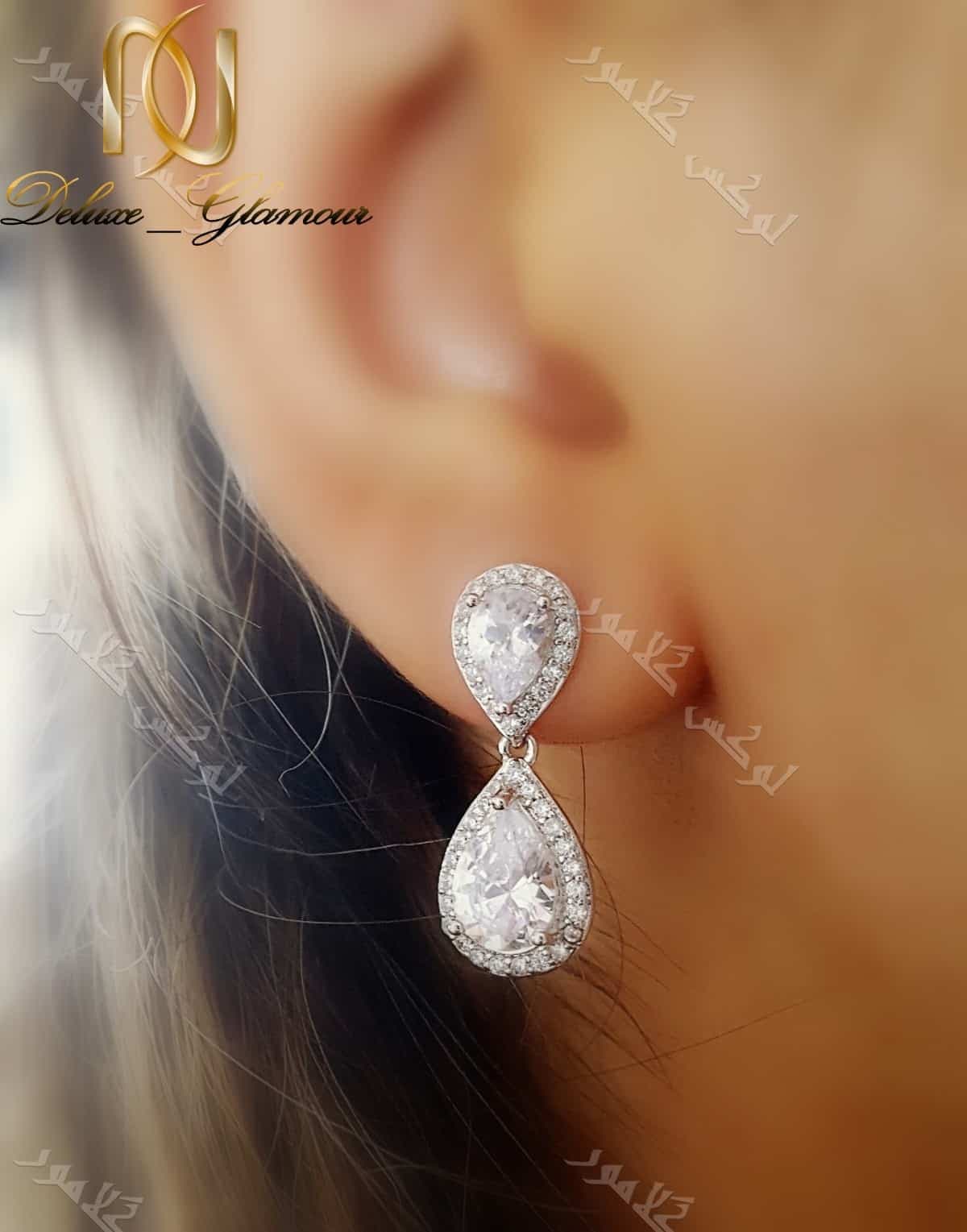گوشواره زیبا دخترانه طرح جواهری کلیو با کریستال سواروفسکی Er-n148 — تصویر ۲