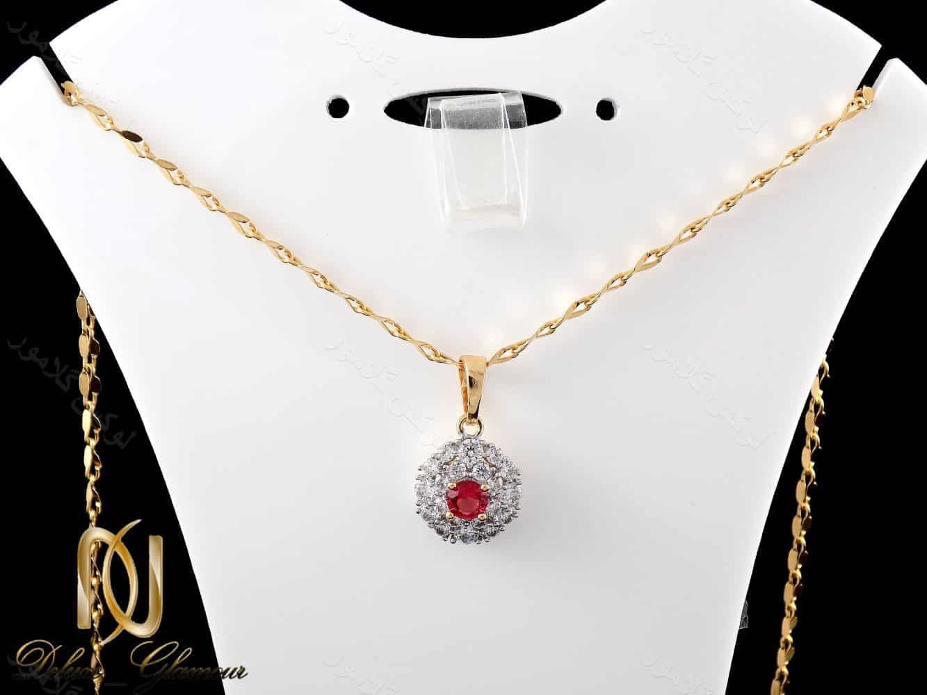 گردنبند دخترانه ژوپینگ با نگین های سفید و قرمز زیرکونیا nw-n166 — تصویر ۴