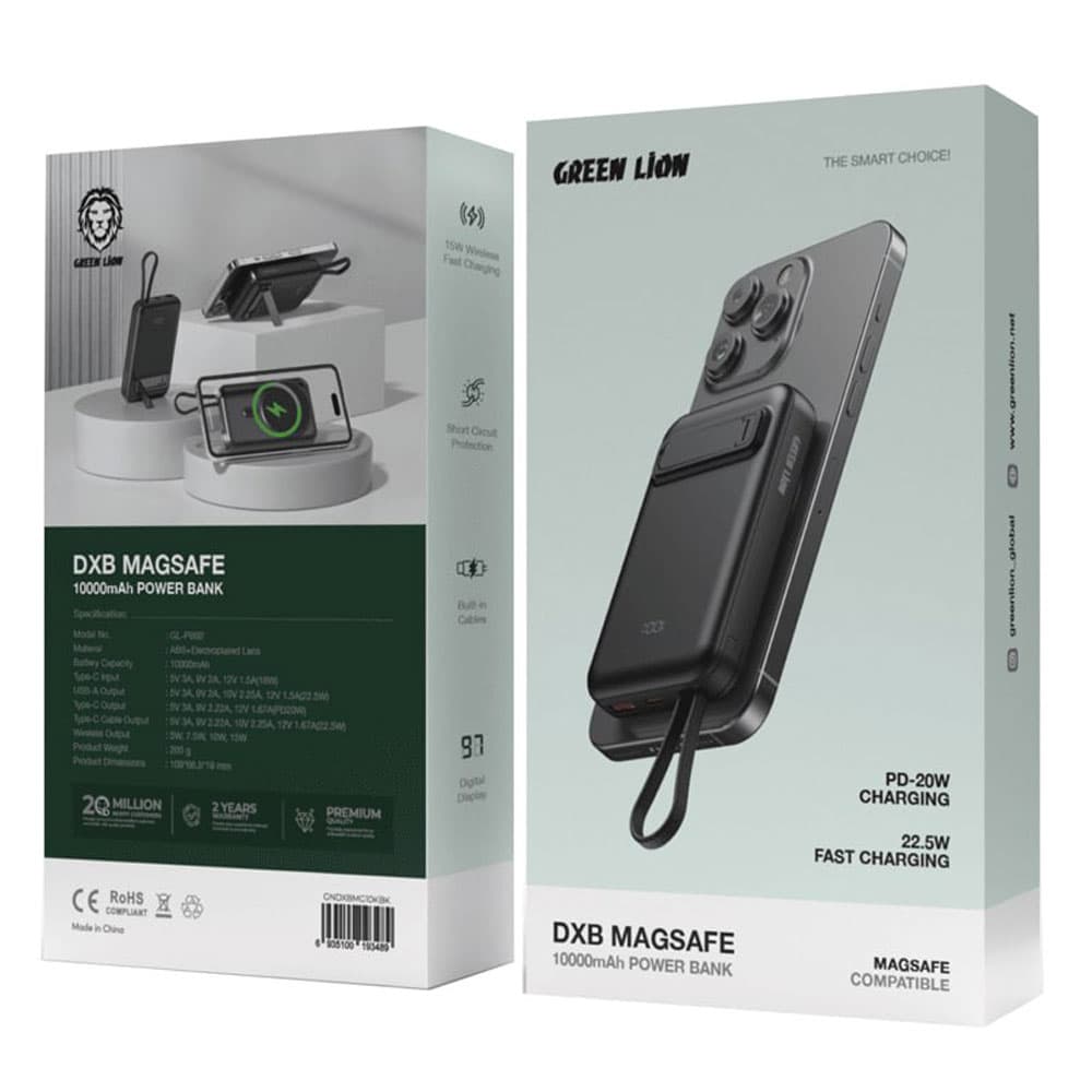 پاوربانک 10000 گرین لاین مدل DXB Magsafe — تصویر ۲