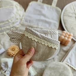 سرویس پارچه ای آشپزخانه جنس کتان نخ 14تیکه — تصویر ۳