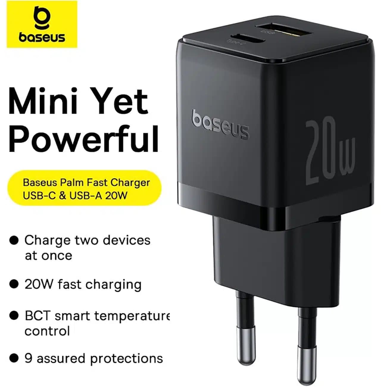 شارژر دیواری فست شارژ تایپسی و یواسبی 20 وات بیسوس CCZC20UE — تصویر ۱۲