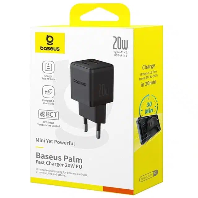 شارژر دیواری فست شارژ تایپسی و یواسبی 20 وات بیسوس CCZC20UE — تصویر ۵