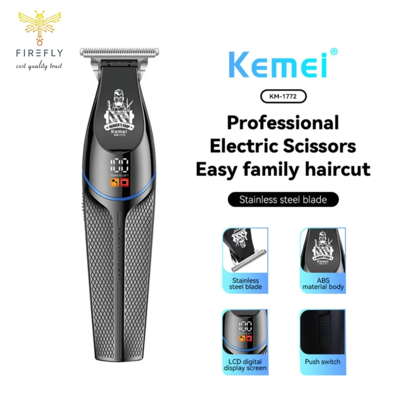 ماشین اصلاح و خط زن حرفهای کیمی Kemei KM-1772 — تصویر ۴