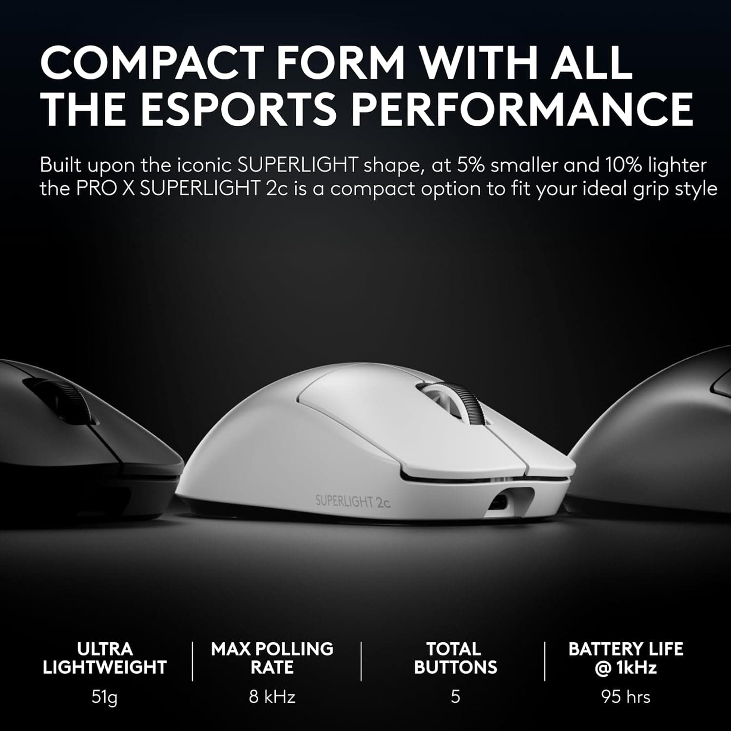 موس بی سیم گیمینگ لاجیتک Logitech G PRO X Superlight 2C – سفید — تصویر ۳