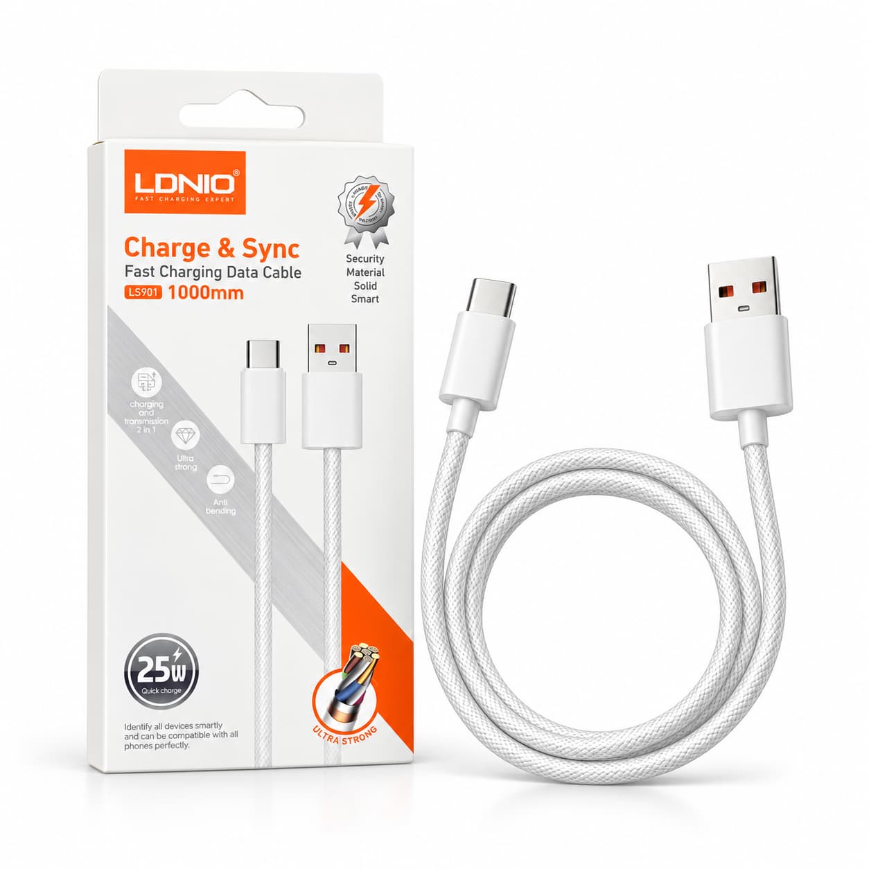 کابل اورجینال usb to c برند LDINO بسته 5 عددی