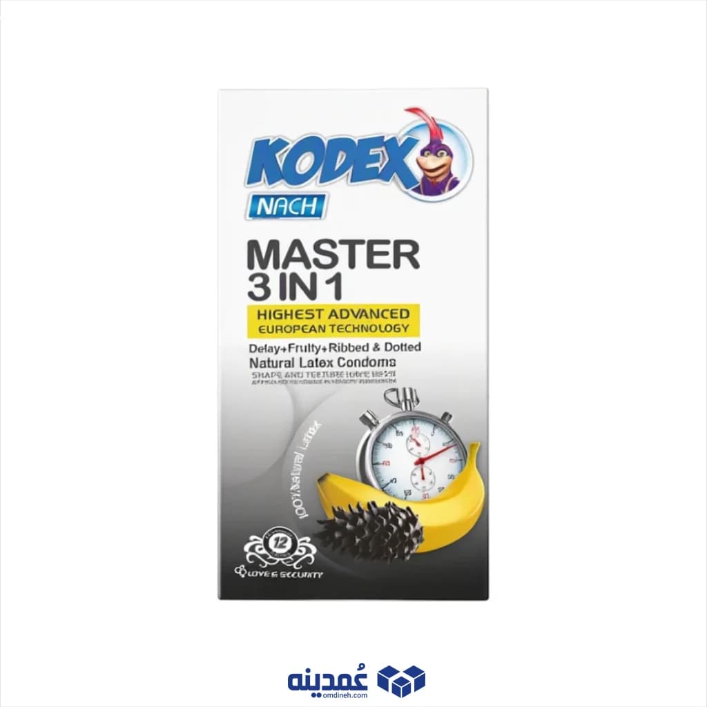 کاندوم کدکس مدل Master 3 In 1 بسته 12 عددی