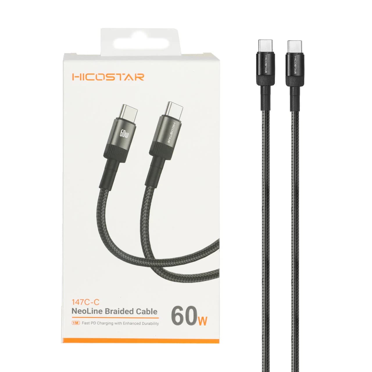کابل شارژ PD و فست Hicostar Type-C to Type-C مدل 147C-C 60W – مشکی