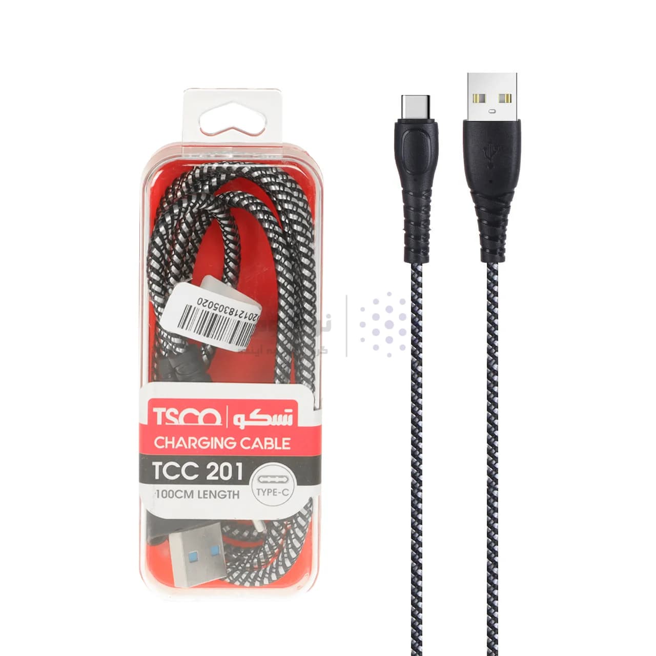 کابل شارژ و دیتا فست کنفی TSCO Type-C مدل TCC 201 – مشکی سفید(گارانتی 12 ماهه TSCO) — تصویر ۲
