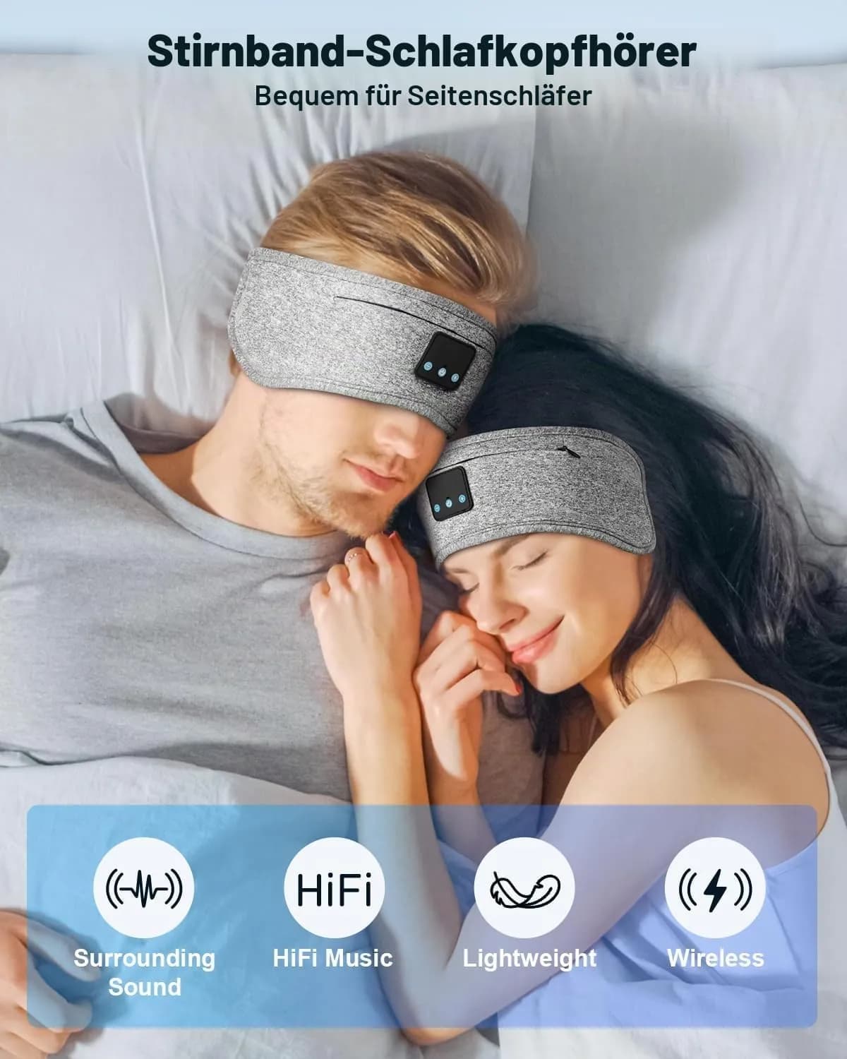 هدبند هدفون بلوتوثی مدل سهکاره مخصوص خواب، ورزش و سفر برند New Bee (نیوبی) — تصویر ۷