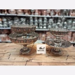 سرویس پذیرایی تراش رز گل گلبرگ ریزگل فاخر مسی کروم نقره ای دورنگ نانو زنجان — تصویر ۶