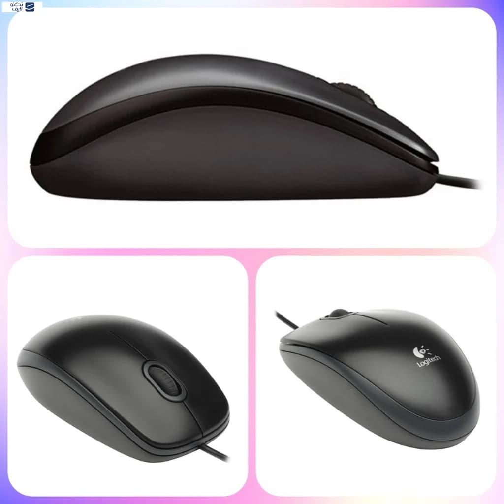 موس سیم دارد طرح لاجیتک Logitech B100 — تصویر ۴