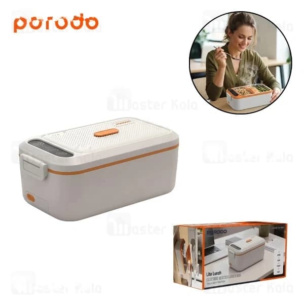 ظرف غذای گرمکن دار شارژی پرودو Porodo Lite Lunch Electric Heated PDLFSTDA01WHOG ظرفیت 800 میلی لیتر