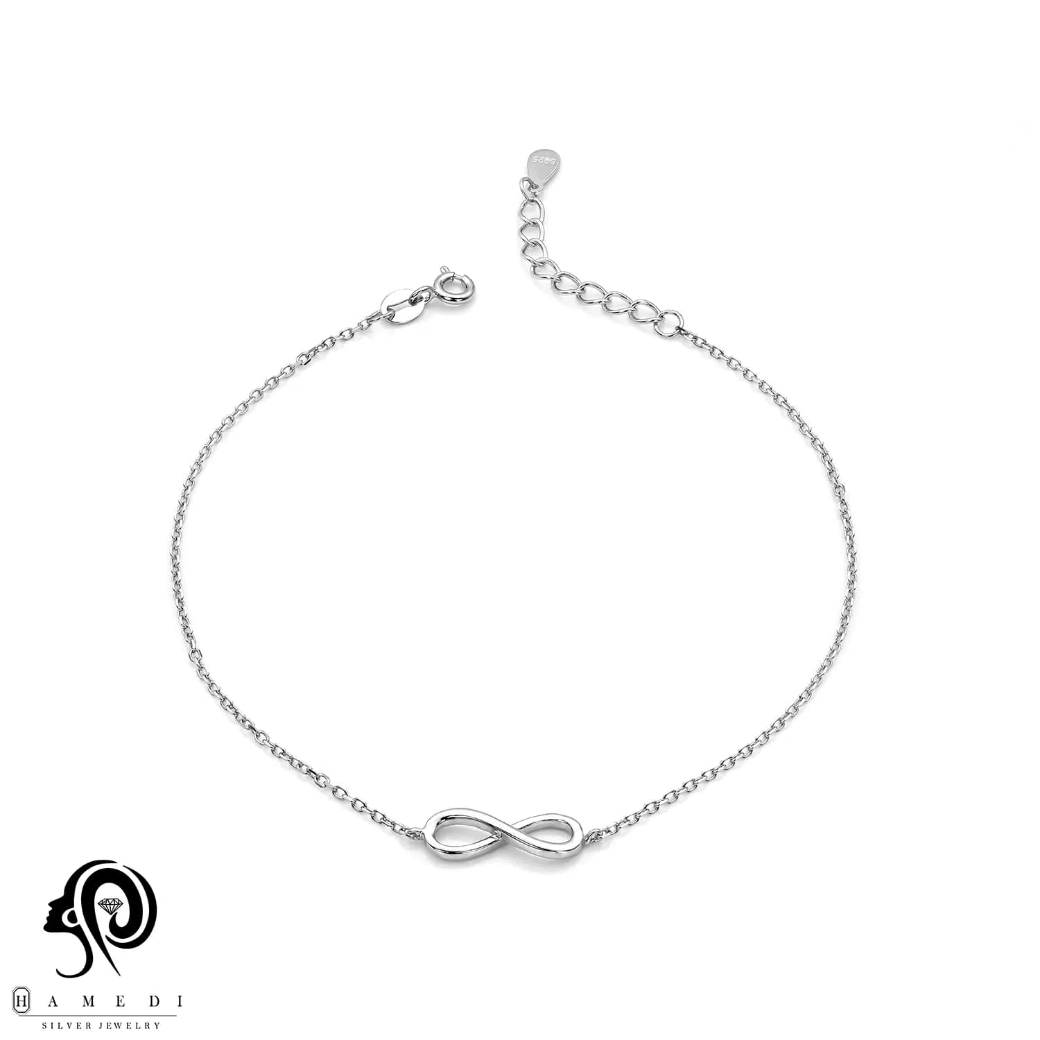 پابند نقره زنانه اسپرتی بی نهایت مدل AE T35