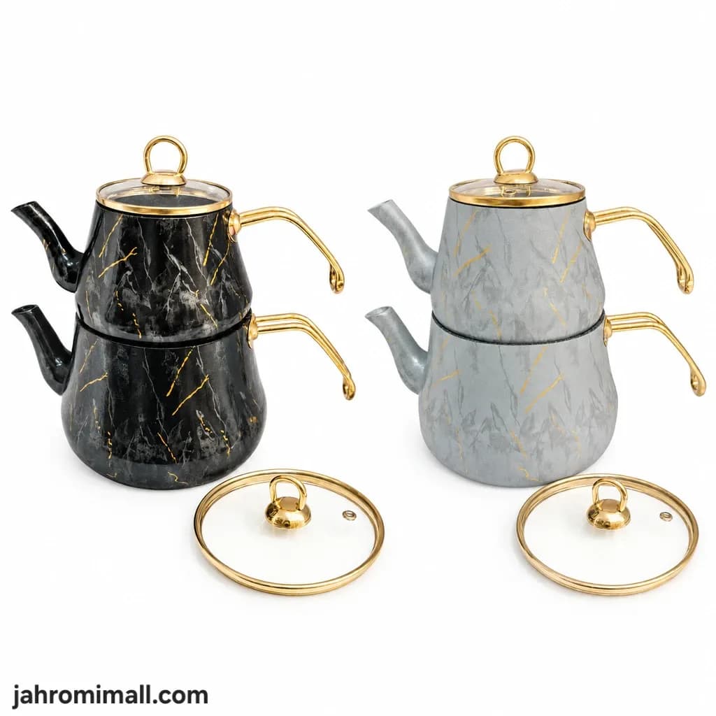 کتری و قوری گرانیتی سوما طرح ماربل خمره ای