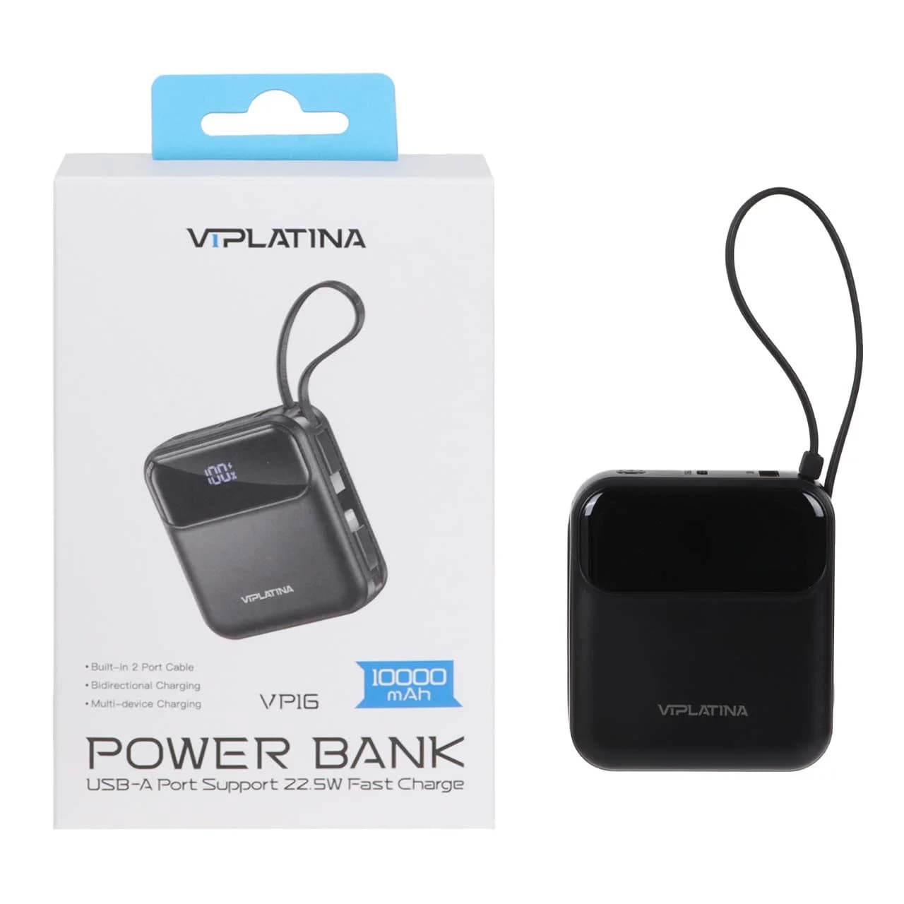 پاوربانک فست شارژ VIPLATINA 10000mAh مدل VP16 22.5W – مشکی (گارانتی 18 ماه تعویض نیکان همراه)