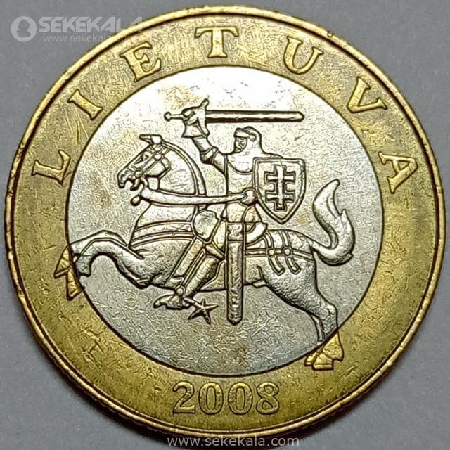 سکه دو فلزی کمیاب 2 لیتا لیتوانی 2008