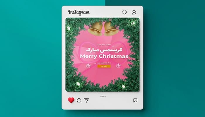 فایل لایه باز بنر فارسی اینستاگرام طرح جشن کریسمس