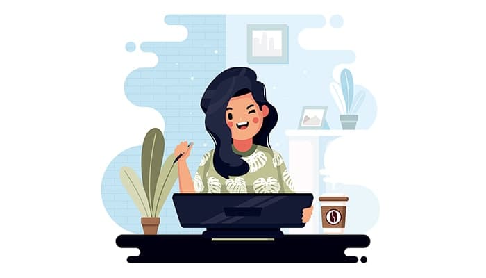 وکتور کاراکتر کارتونی تصویرسازی دختر جوان طراح