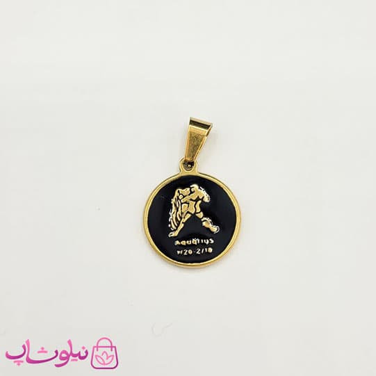 گردنبند ماه تولد بهمن نماد مرد و دلو (Aquarius) استیل طلایی مشکی (ظریف) کد 130