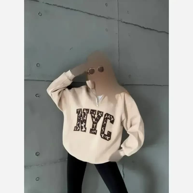 دورس نیم زیپ پلنگی NYC فری سایز دورس اسپان داخل کرکی — تصویر ۲