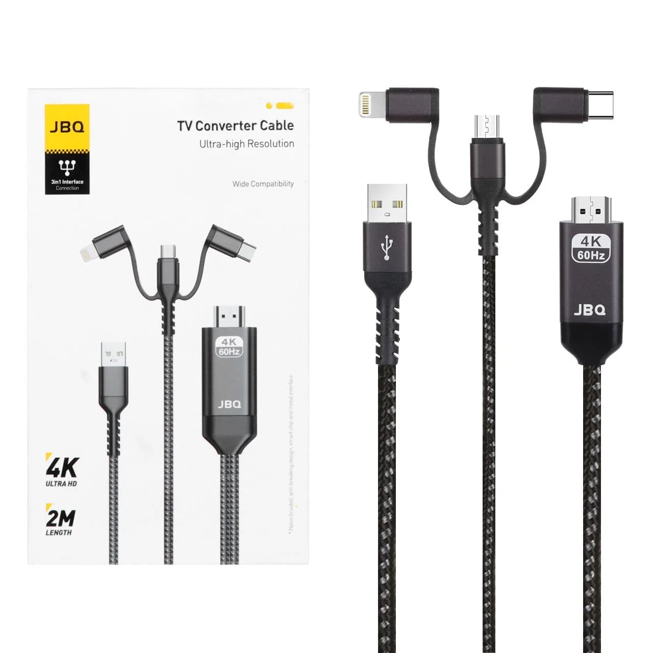 کابل 2 متری JBQ HDMI 3 in 1 مدل CA-103H – مشکی (گارانتی یکساله رصاصی)