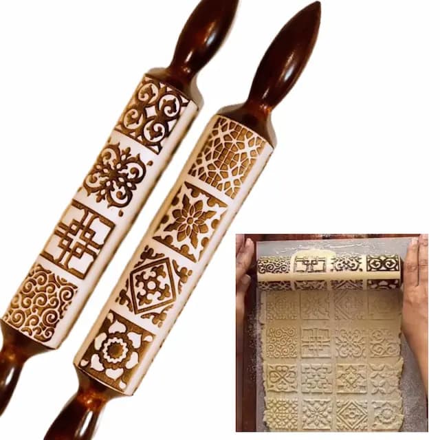 وردنه چوبی طرح کاشی