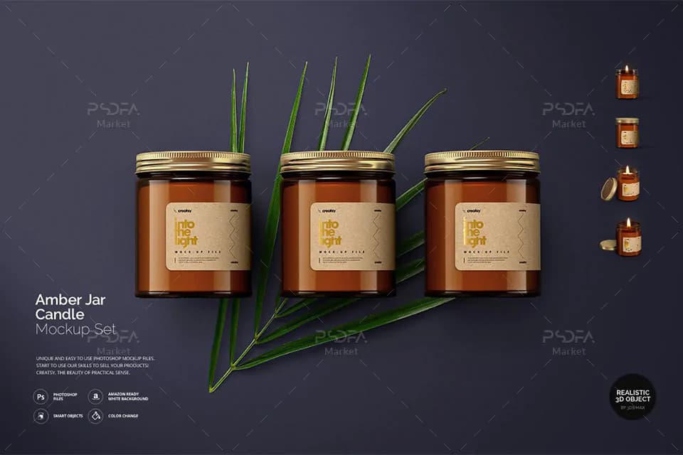 موکاپ شیشه شمع Amber Jar Candle Mockup
