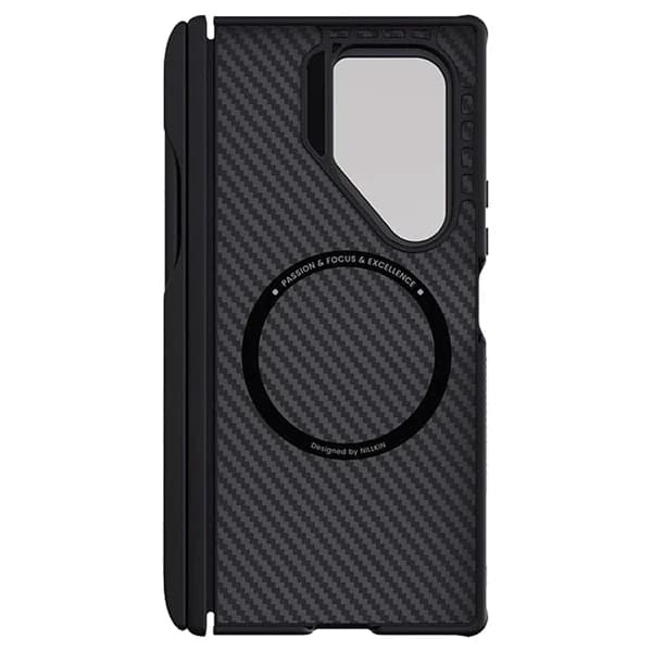 گارد مگنتی کربنی کمرا استند شیشه ای Samsung Galaxy Z Fold 7 مارک نیلکین مدل CarboProp با درگاه قلم — تصویر ۴