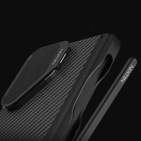 گارد مگنتی کربنی کمرا استند شیشه ای Samsung Galaxy Z Fold 7 مارک نیلکین مدل CarboProp با درگاه قلم — تصویر ۸