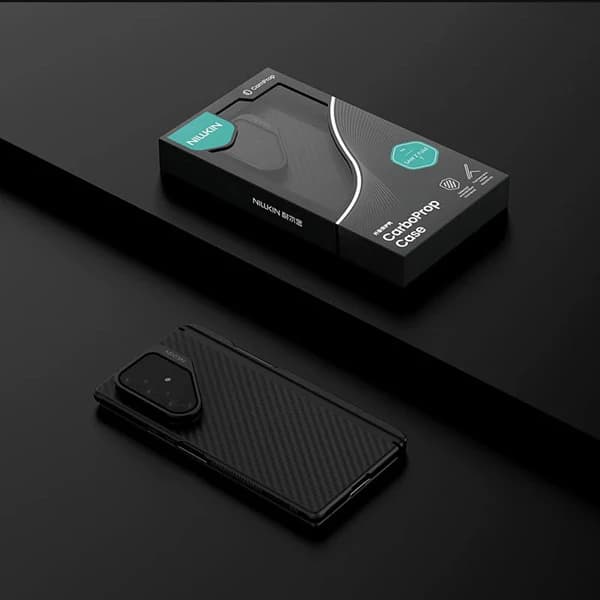 گارد مگنتی کربنی کمرا استند شیشه ای Samsung Galaxy Z Fold 7 مارک نیلکین مدل CarboProp با درگاه قلم — تصویر ۵