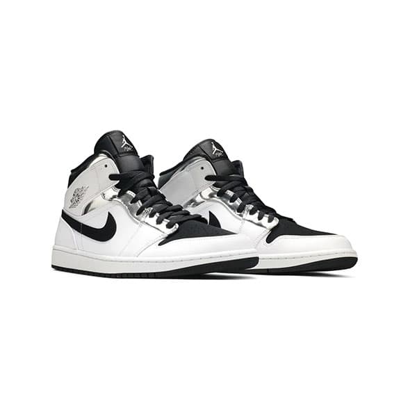 کفش ساقدار نایک ایرجردن 1 سفید نقره ای مدل Air Jordan 1 Mid Alternate Think 16 — تصویر ۳