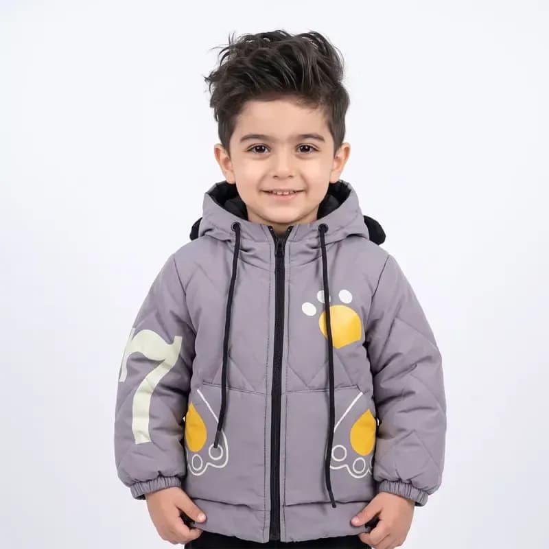 کاپشن پسرانه برزنتی طوسی آستردار پاییزه و زمستانه