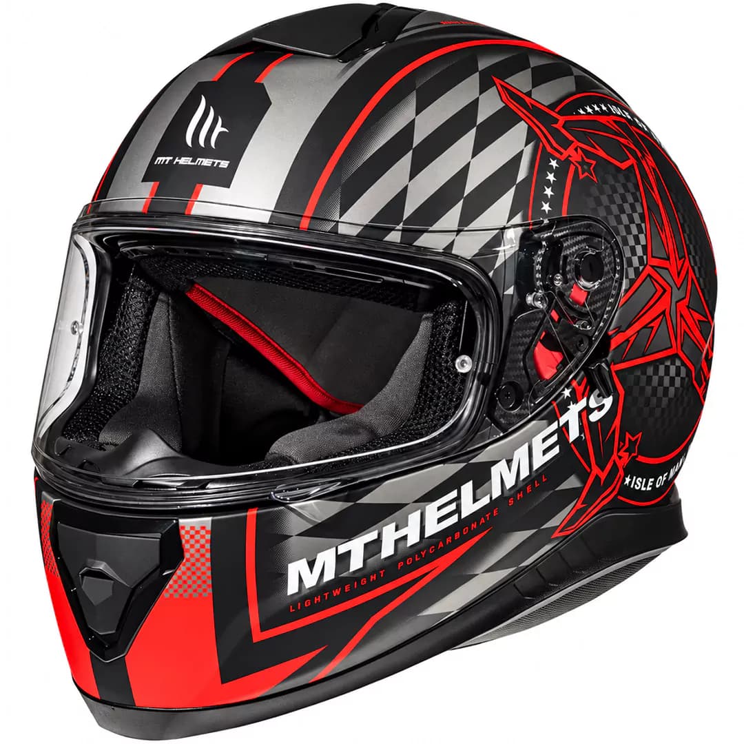 کلاه کاسکت فک ثابت ام تی مدل THUNDER 3 MATT BLACK RED GRAY