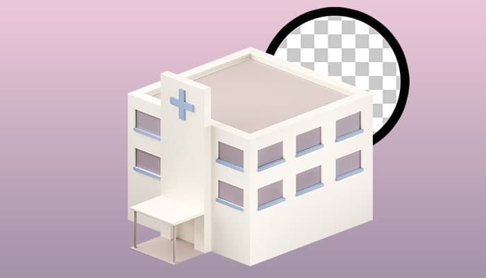 تصویر PNG طراحی سه بعدی ساختمان بیمارستان