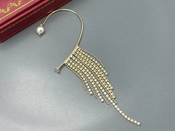 گوشواره کراس طرح مروارید و نگین دار