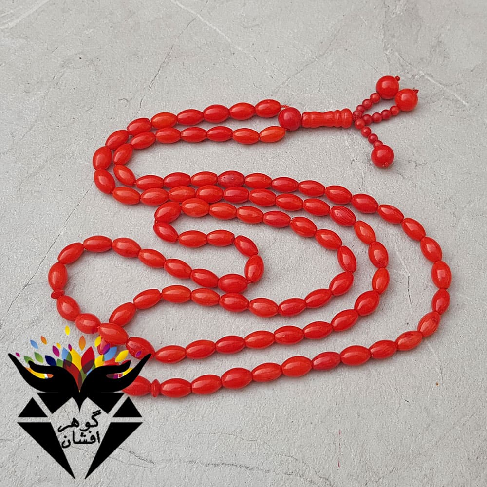 تسبیح گردنی مرجان اصل 101 دانه ای خوشرنگ T3155
