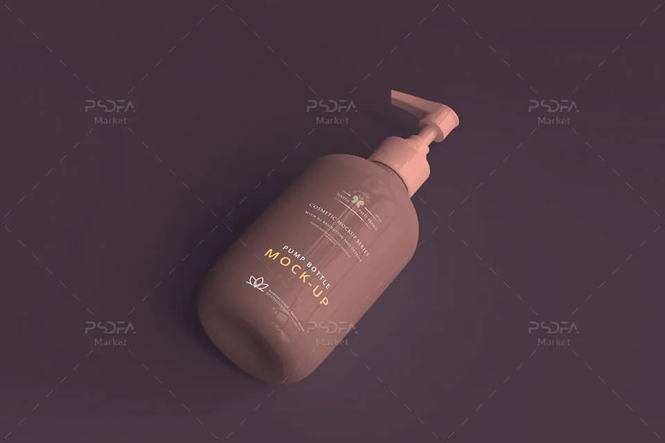 موکاپ بطری پمپی آرایشی و بهداشتی در نماهای مختلف – 3335×5000 پیکسل — تصویر ۳