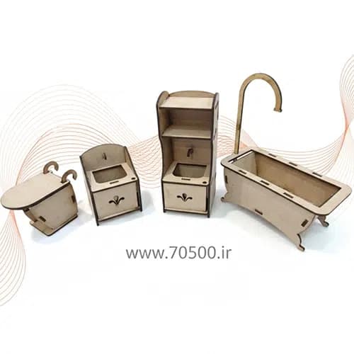 ست سرویس بهداشتی و حمام خانه عروسکی مینیاتوری MDF