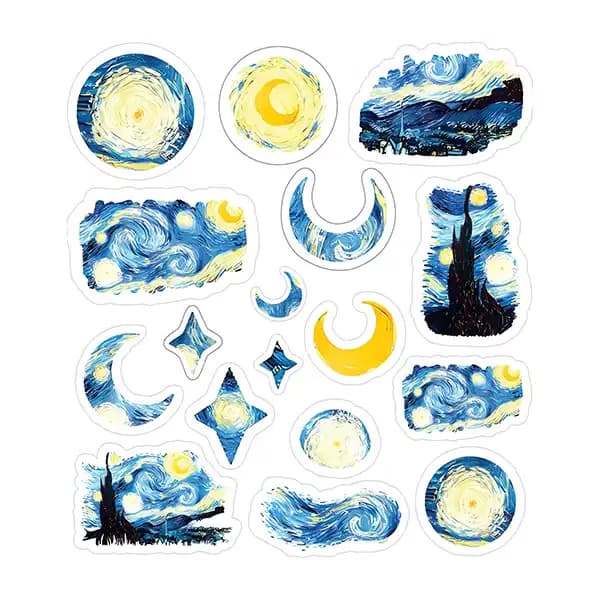 پک استیکر 17 عددی طرح van gogh 01