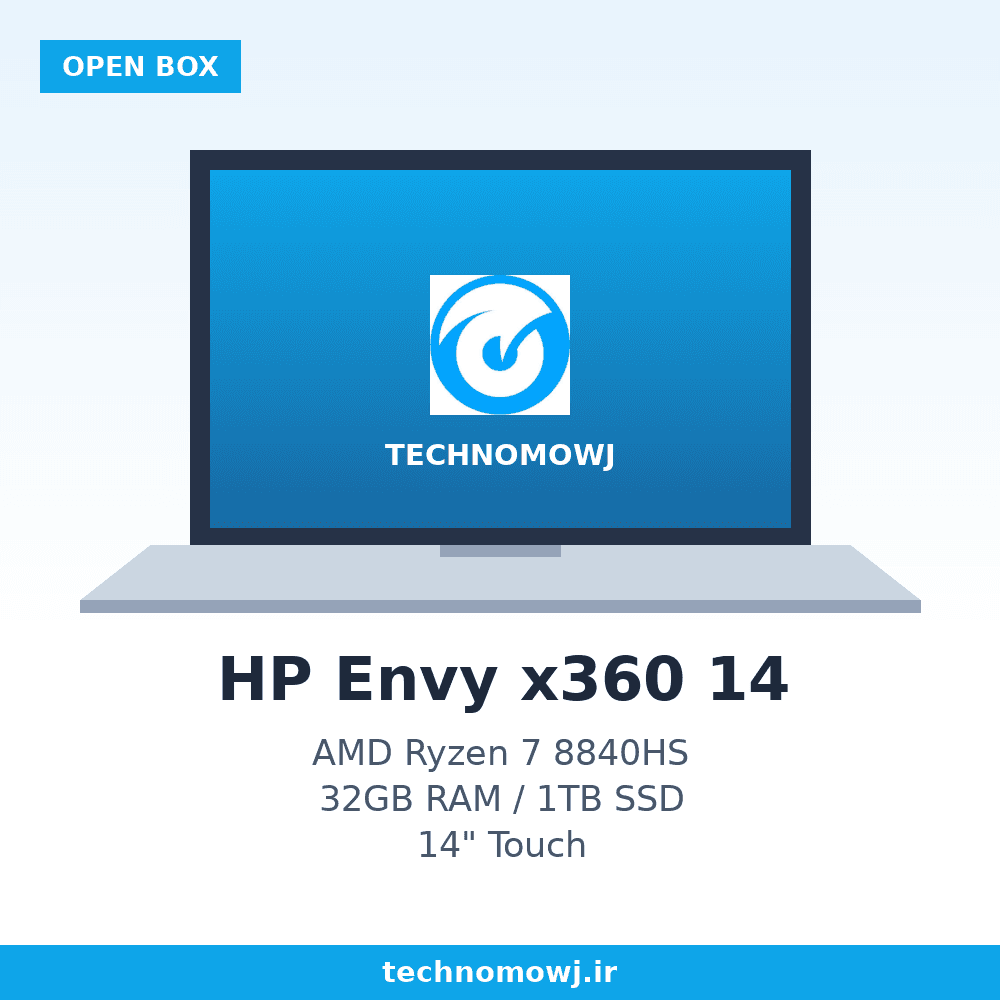 لپ تاپ اپن باکس HP Envy x360 14 | Ryzen 7 8840HS | 32 GB Ram DDR5 | SSD 1 TB | VGA AMD Radeon 780M | Display 14 2K Touch — تصویر ۳