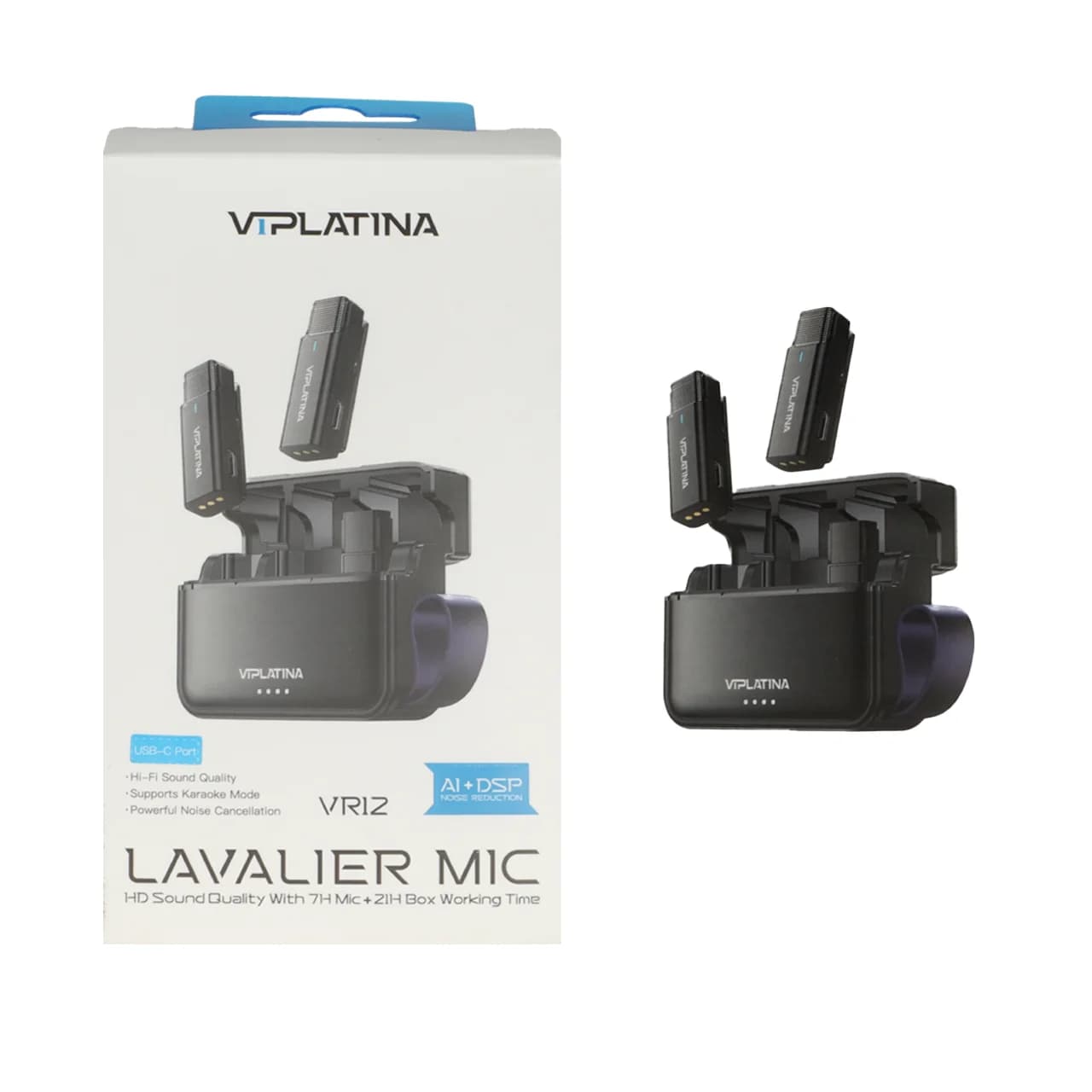 میکروفون بی سیم VIPLATINA Type-C مدل VR12 – مشکی (گارانتی 18 ماه تعویض نیکان همراه)