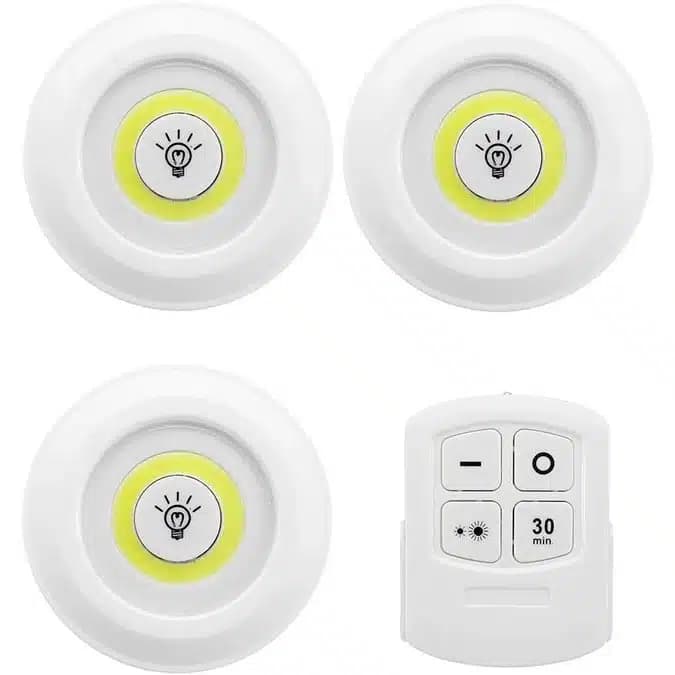 چراغ زیر کابینتی ریموت دار ۳ عددی LED مهتابی مناسب کمد/اتاق خواب/اشپزخانه و …