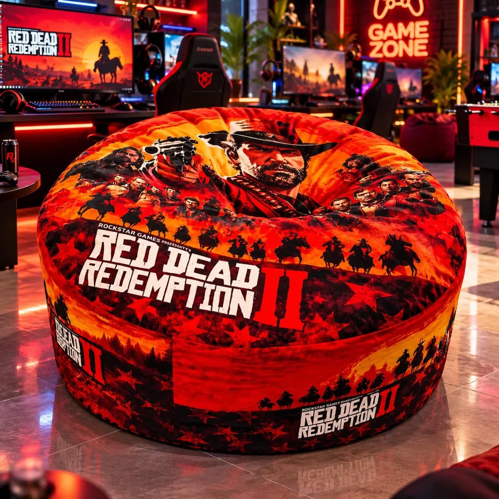 صندلی گیمینگ بین بگ راحتی مدل Red Dead Redemption ارسال سراسر کشور + امکان خرید حضوری مناسب گیمنت ps5 و منزل