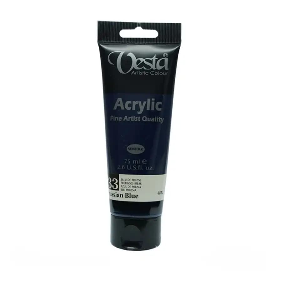 رنگ اکریلیک وستا رنگ prussian blue کد 33 حجم 75 میلی لیتر