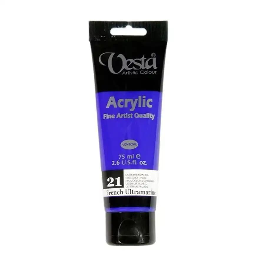 رنگ اکریلیک وستا رنگ French Ultramarine کد 21 حجم 75 میلی لیتر