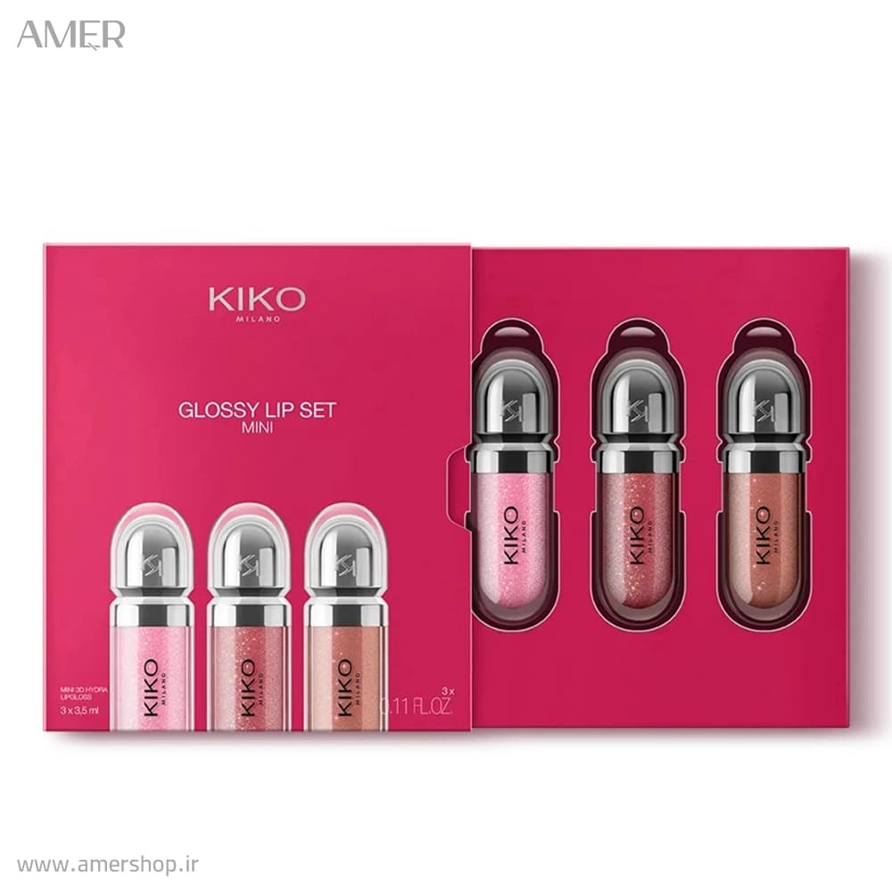 پک ۳ عددی مینی لیپ گلاس کیکو میلانو Glossy Lip Set Mini شماره 05، 17 و 20