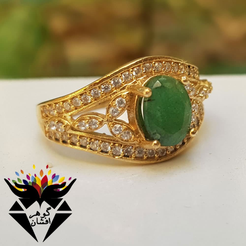 انگشتر طلاروس زمرد زامبیا اصل R3181