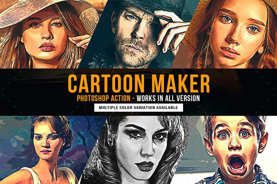 ایجاد افکت کارتونی رو عکس و تصاویر در فتوشاپ با اکشن Cartoon Maker
