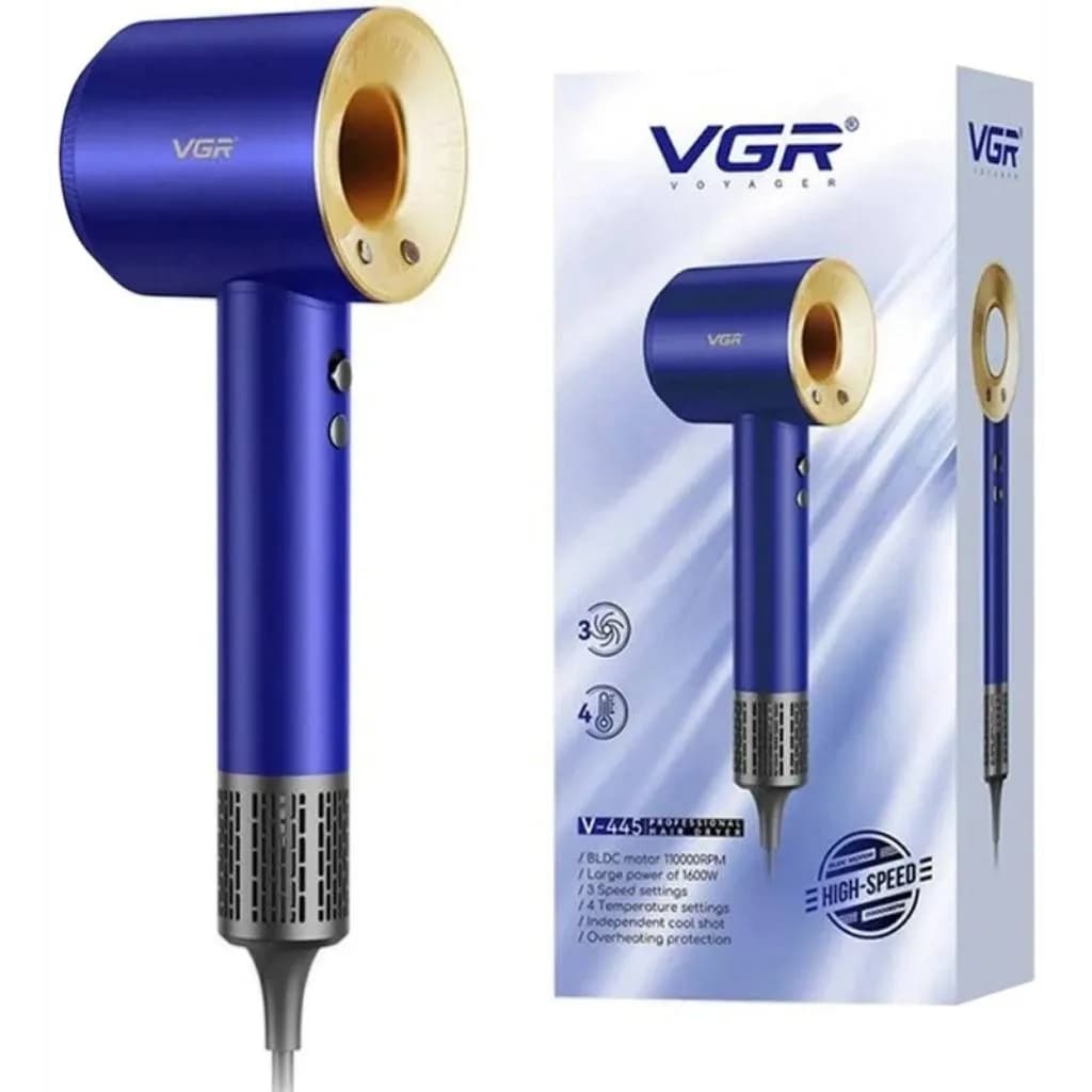 سشوار حرفهای VGR مدل V-445 توان ۱۶۰۰ وات با موتور ۱۱۰ هزار دور در دقیقه، فروش اقساطی