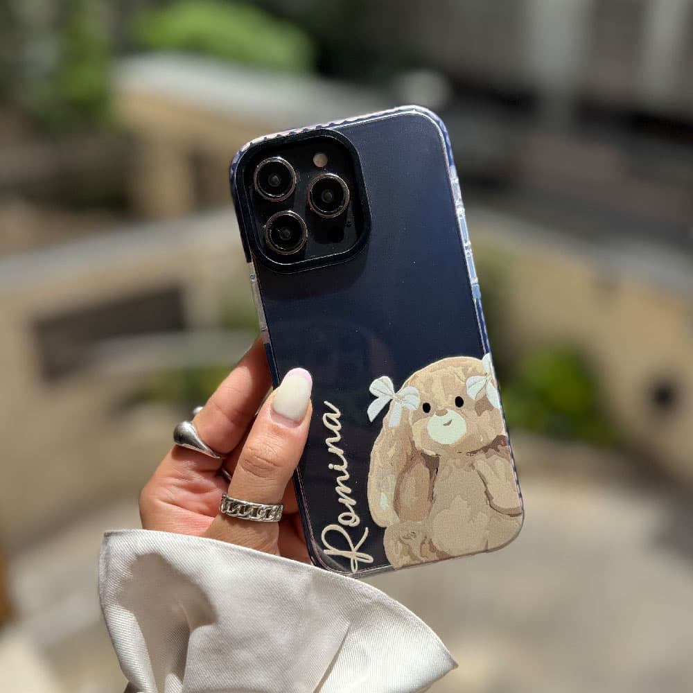 قاب شفاف چاپی سفارشی به اسم دلخواه (کد 0403) مدل Rabbit مناسب برای گوشی موبایل سامسونگ Samsung Galaxy A06 / A10S / A12 / A13 / A14 / A15 / A16 / A20 / A21S / A22 4G / A22 5G / A23 / A24 / A30 / A30S / — تصویر ۳